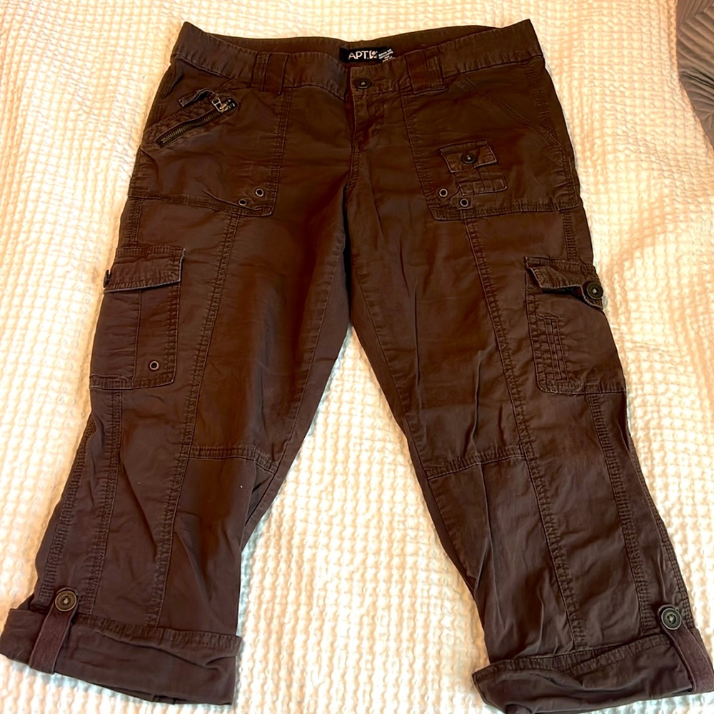 Apt 9 Brown Cargo Pants stretchy cotton lightweight packable 8